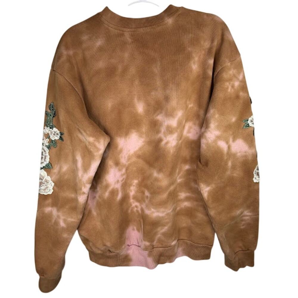 Civil Regime Tie Dye Crewneck Sweatshirt Embroidered Floral Sleeves Women’s M - Picture 3 of 5